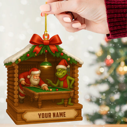 Billiard Santa, Home Decor, Christmas Ornament, Personalized Ornament