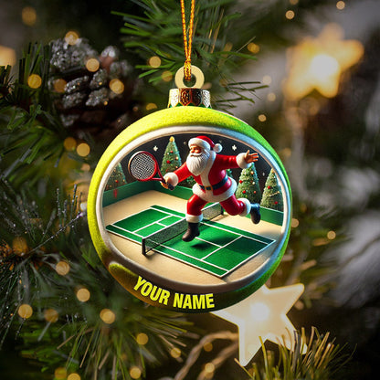 Tennis Santa Decor Christmas Ornament, Personalized Ornament