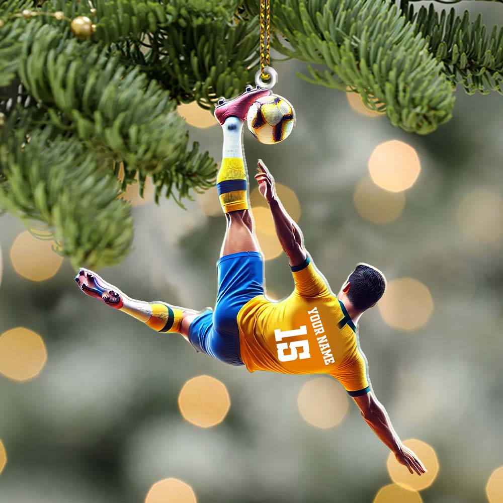 Custom Name and Number Soccer Ornament, Soccer Christmas Gift