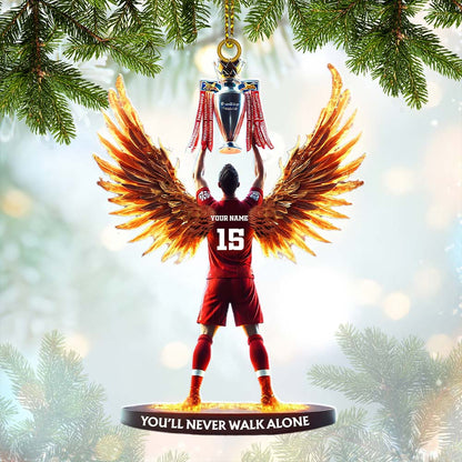 Custom Name and Number Football Champion Memorial Ornament, Christmas Gift