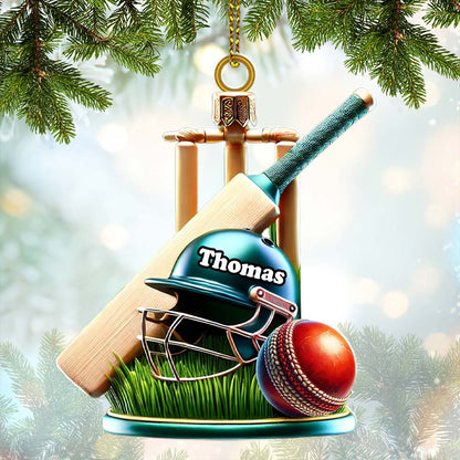 Custom Name Cricket Ball Ornament, Cricket Ball Lover Christmas Gift