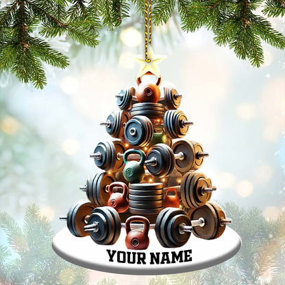 Custom Name Gym Work Out Ornament, Gymnastics Christmas Gift