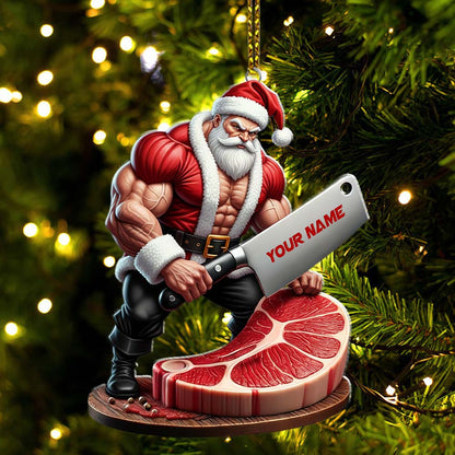 Christmas Butcher Santa Home Decor, Christmas Ornament, Personalized Ornament