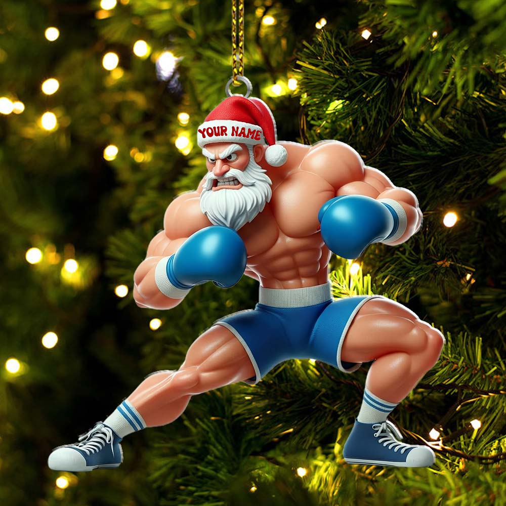 Boxing Santa, Home Decor, Christmas Ornament, Personalized Ornament