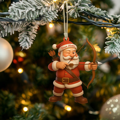 Archery Santa Christmas, Home Decor, Christmas Ornament, Personalized Ornament