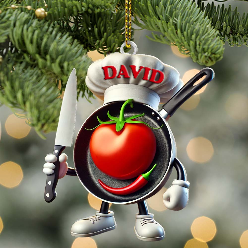 Custom Name Chef Ornament, Chef Christmas Gift