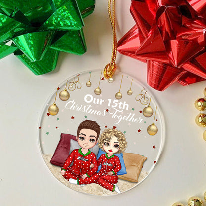 Our Christmas Together - Custom Appearances And Names, Personalized Acrylic Ornament - Gift For Christmas, Family Gift