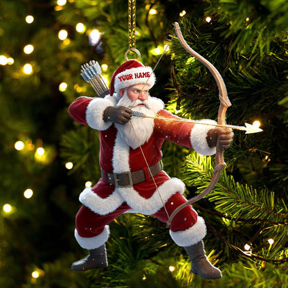 Archery Santa, Home Decor, Christmas Ornament, Personalized Ornament