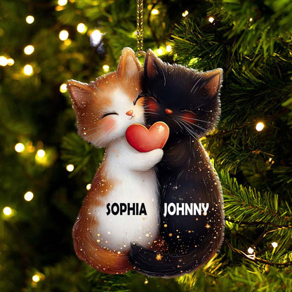 Custom Name Couple Cat Ornament, Couple Christmas Gift