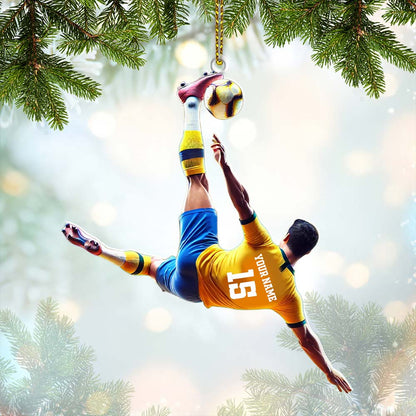 Custom Name and Number Soccer Ornament, Soccer Christmas Gift