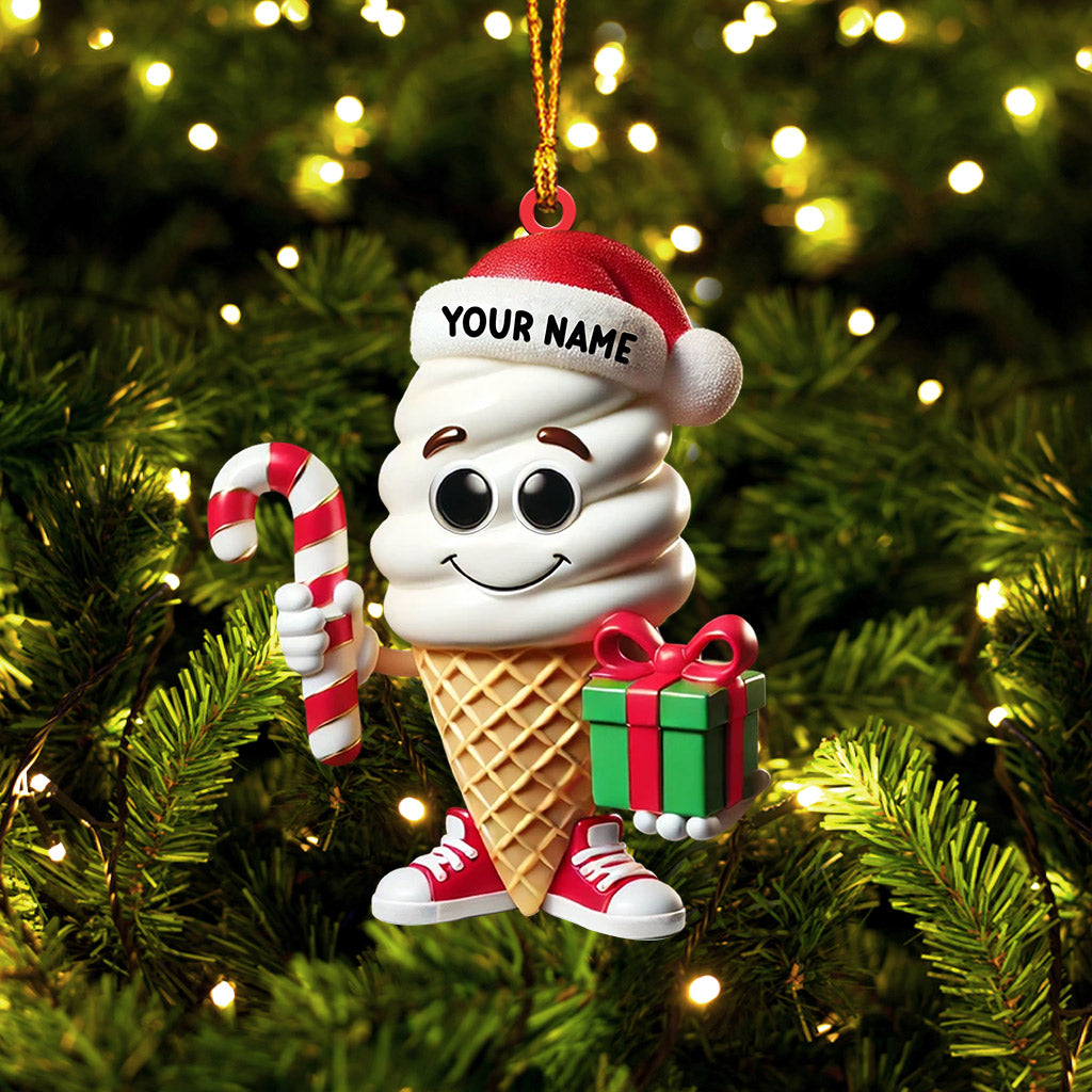 Ice Cream Home Decor Christmas Ornament, Personalized Ornament