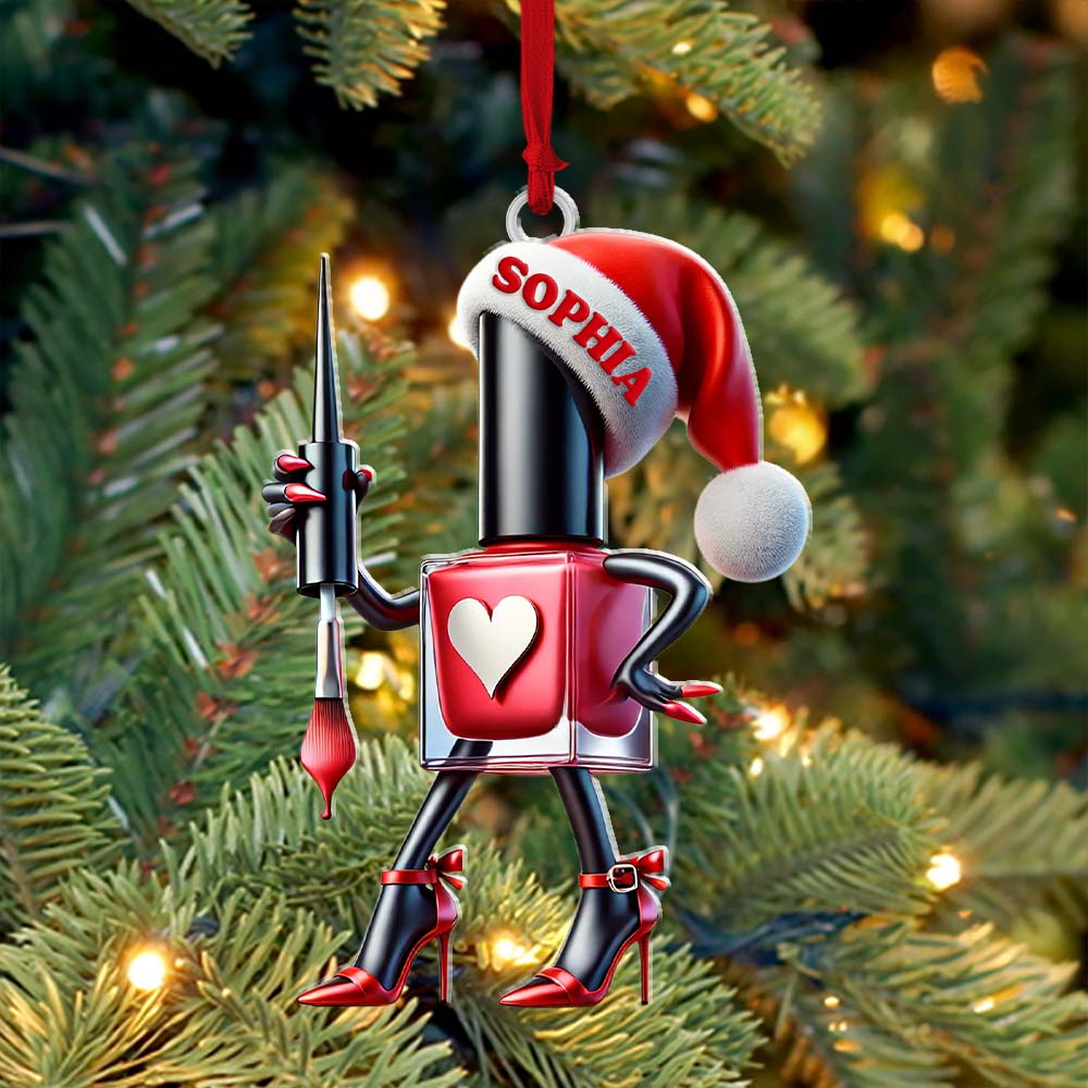 Custom Name Nail Salon Ornament, Nail Salon Christmas Decoration