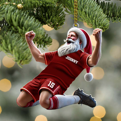 Custom Name and Number Soccer Santa Ornament, Soccer Christmas Gift
