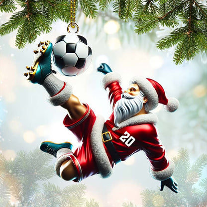 Custom Number Soccer Santa Ornament, Soccer Christmas Gift