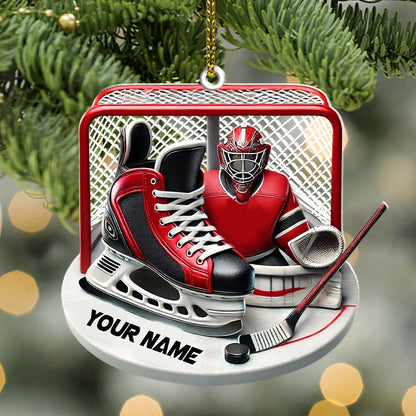 Custom Name Ice Hockey Ornament, Christmas Gift Decoration
