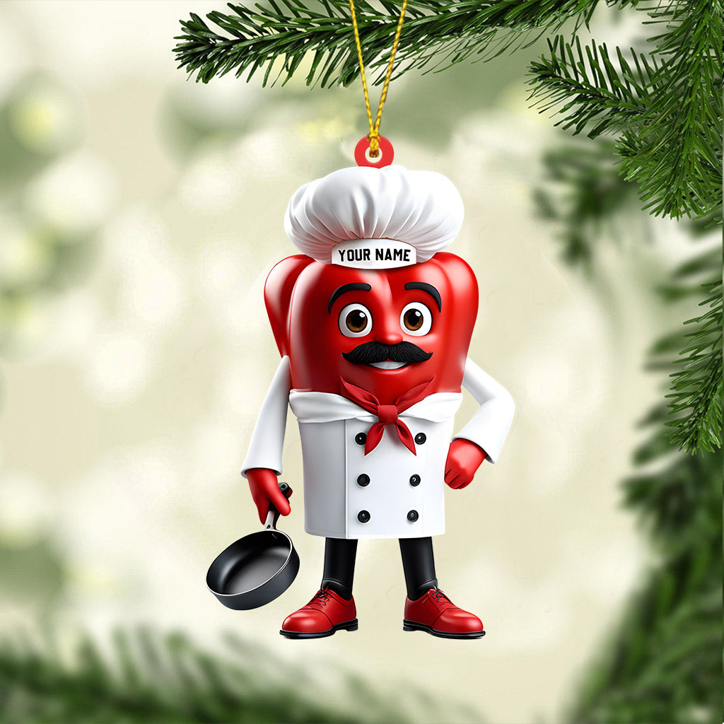Bell Pepper Chef Decor Christmas Ornament, Personalized Ornament
