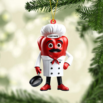 Bell Pepper Chef Decor Christmas Ornament, Personalized Ornament