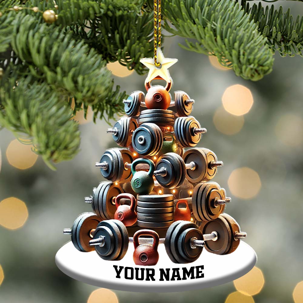 Custom Name Gym Work Out Ornament, Gymnastics Christmas Gift