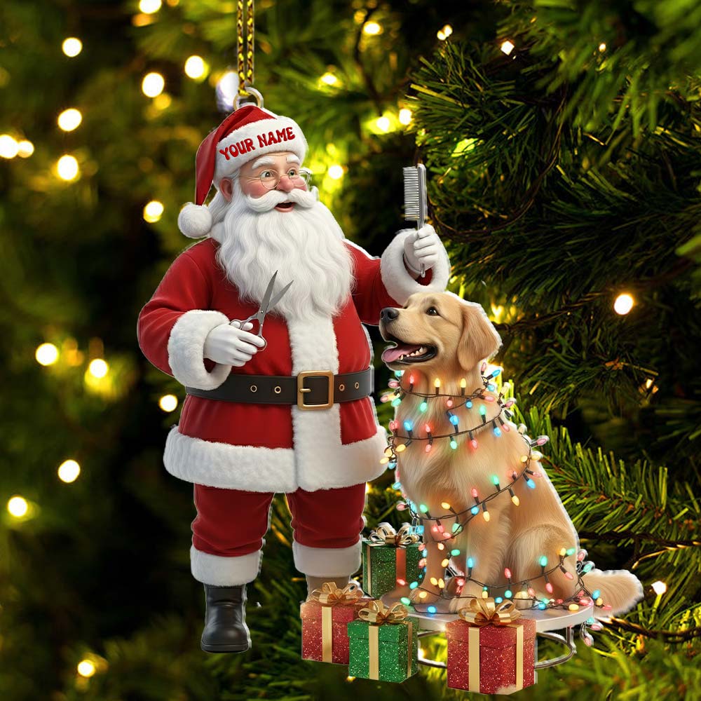 Santa Pet Grooming Home Decor, Christmas Ornament, Personalized Ornament