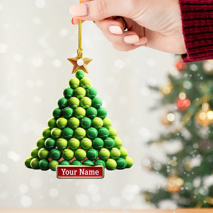 Tennis Ball Tree Christmas Ornament, Personalized Ornament
