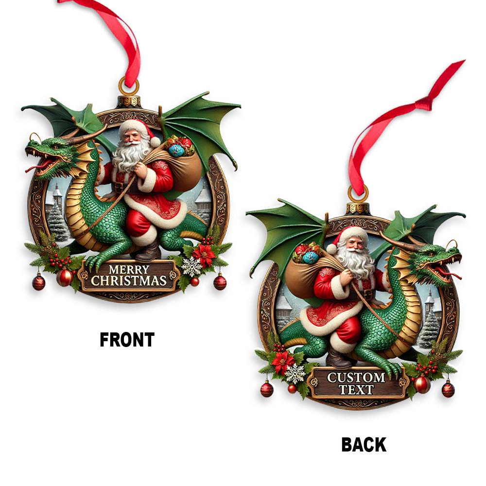 Custom Name Dragon Santa Ornament, Christmas Gift for Dragon Lover