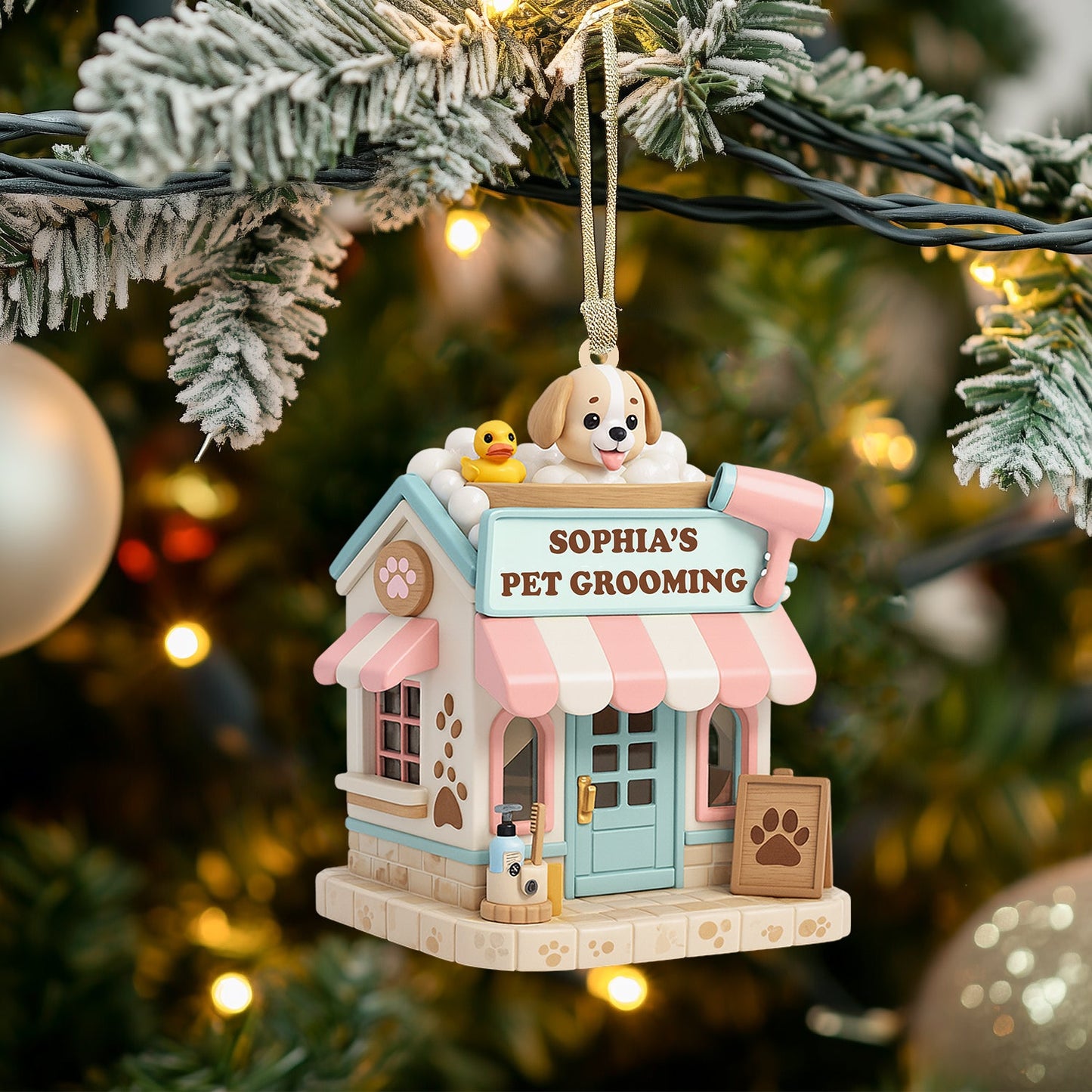 Christmas Pet Grooving, Home Decor, Christmas Ornament, Personalized Ornament