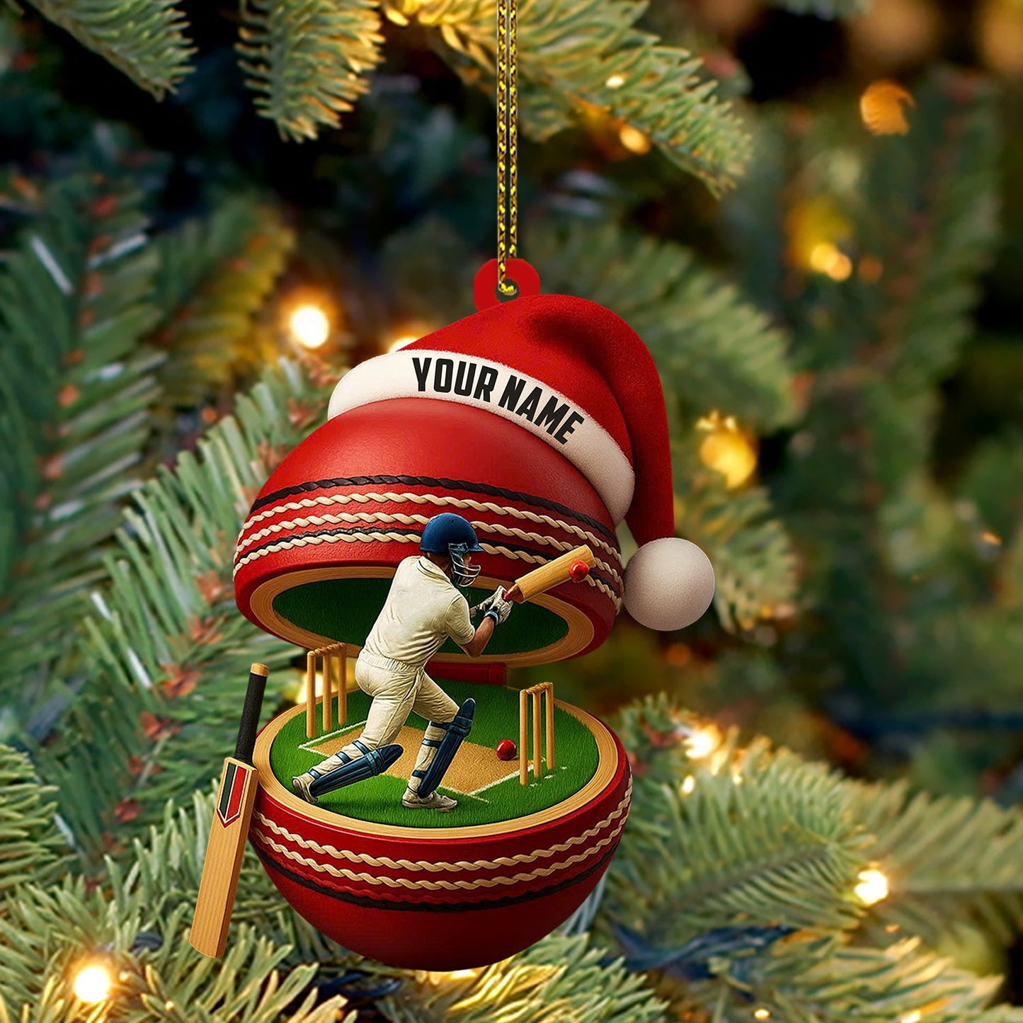 Christmas Cricket Player, Home Decor, Christmas Ornament, Personalized Ornament