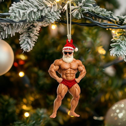 Bodybuilder Santa, Home Decor, Christmas Ornament, Personalized Ornament