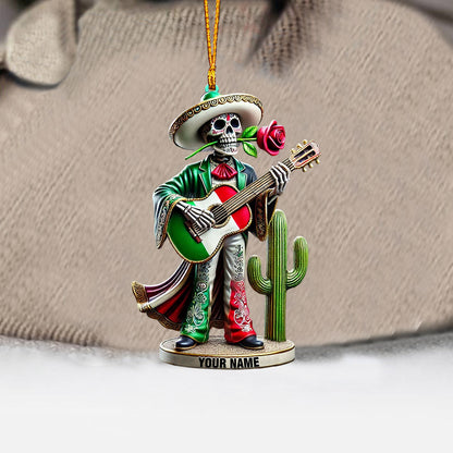 Skull Musican Home Decor Christmas Ornament, Personalized Ornament