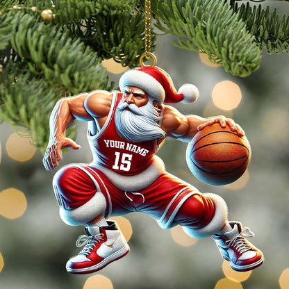 Custom Name Basketball Santa Ornament, Basketball Lover Christmas Gift