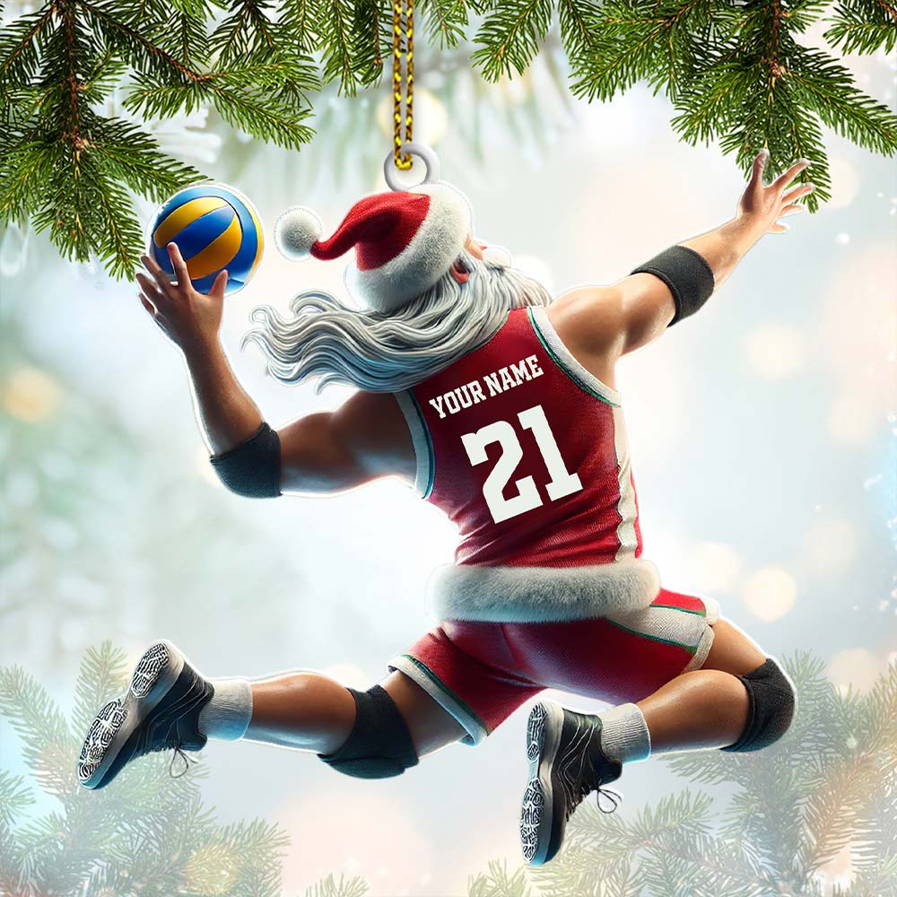 Custom Name and Number Volleyball Ornament, Christmas Gift for Volleyball Lover