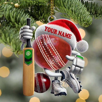 Custom Name Cricket Ball Ornament, Cricket Ball Lover Christmas Gift