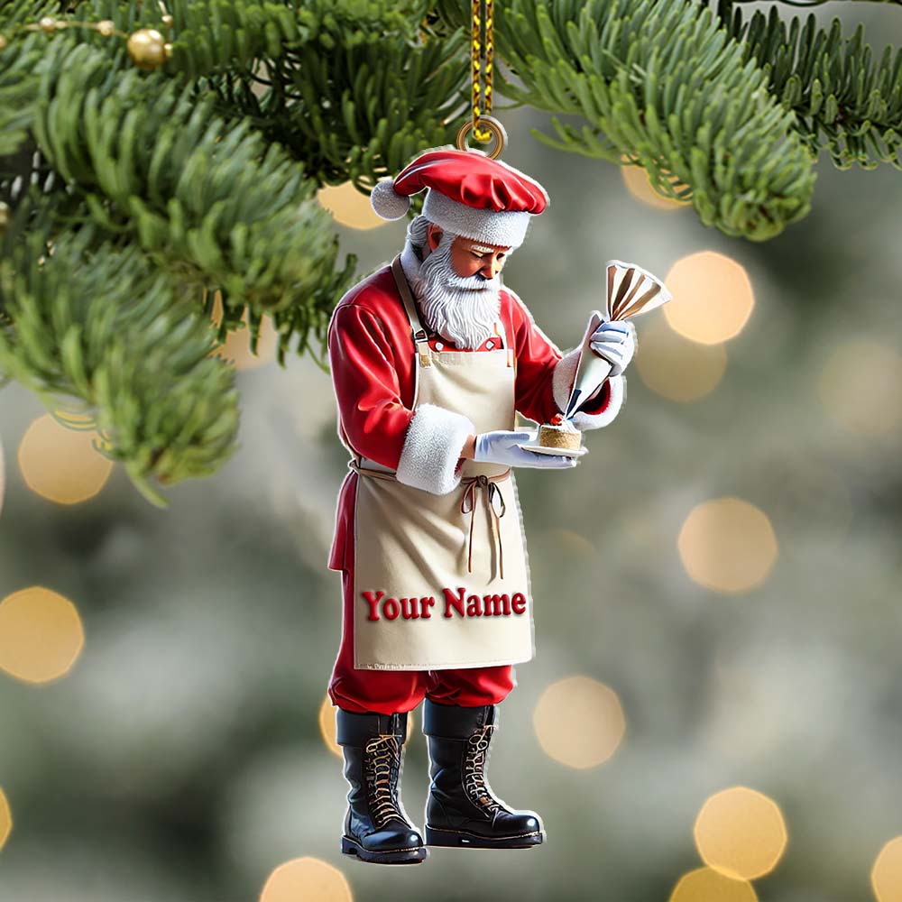 Custom Name Bakery Santa Ornament, Christmas Gift