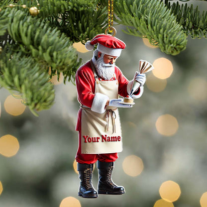 Custom Name Bakery Santa Ornament, Christmas Gift