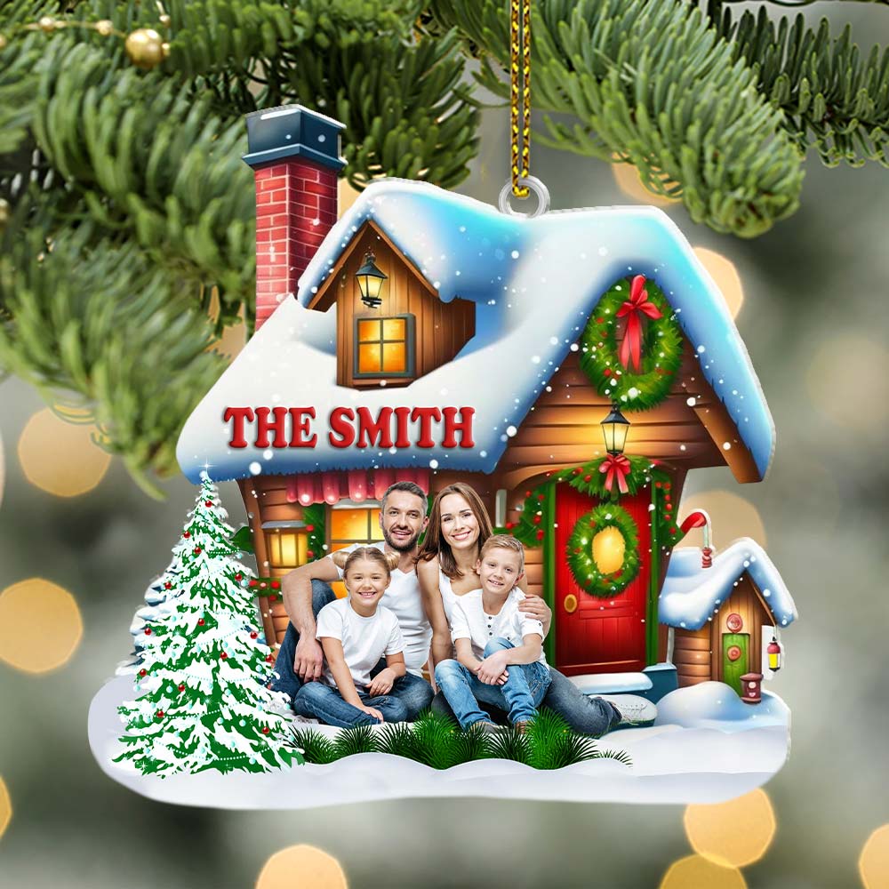 Custom Name and Photo Family Ornament, Family Christmas Decoration