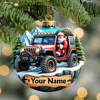Custom Name Santa Ride Ornament, Santa Christmas Gift
