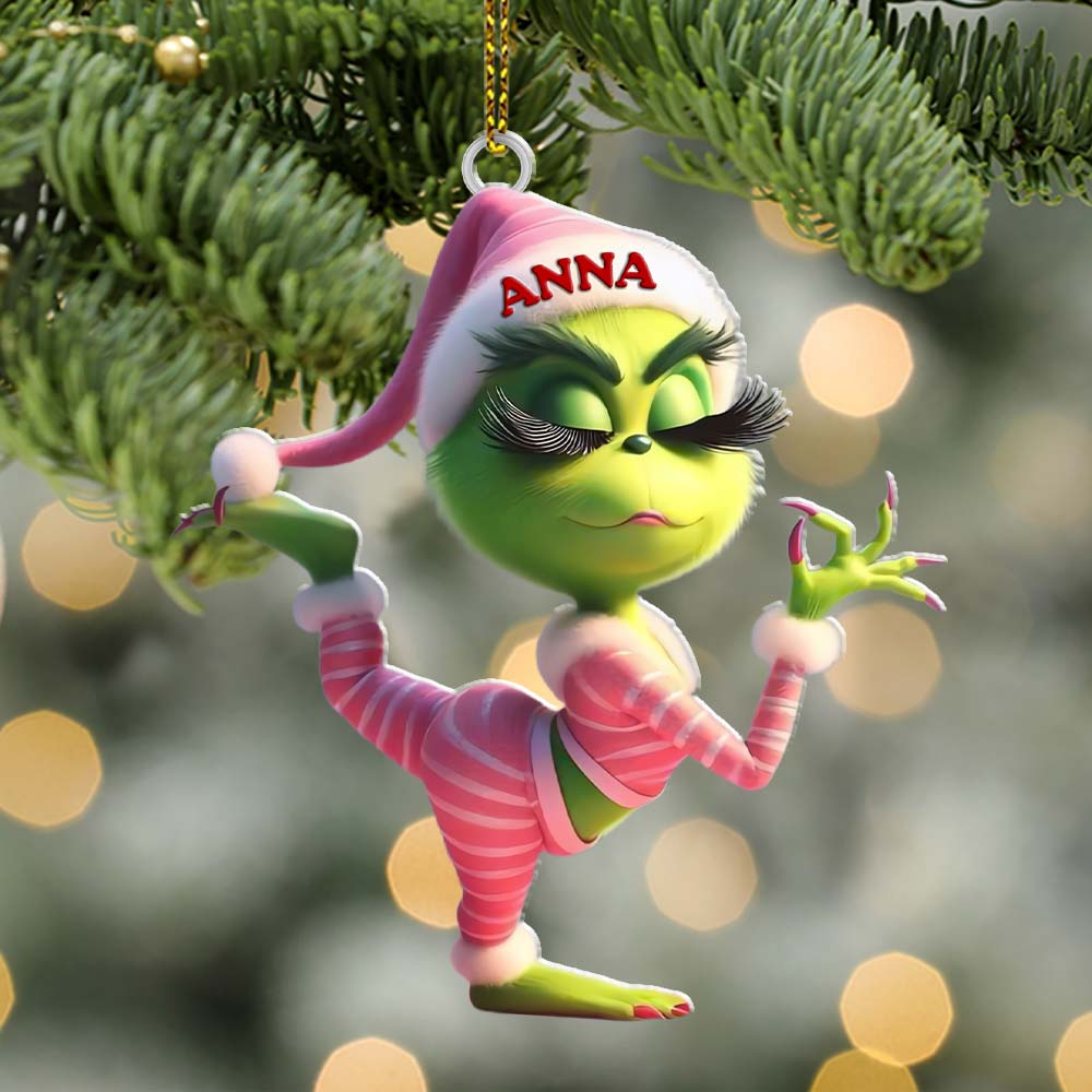 Custom Name Grinch Ornament, Christmas Gift Decoration