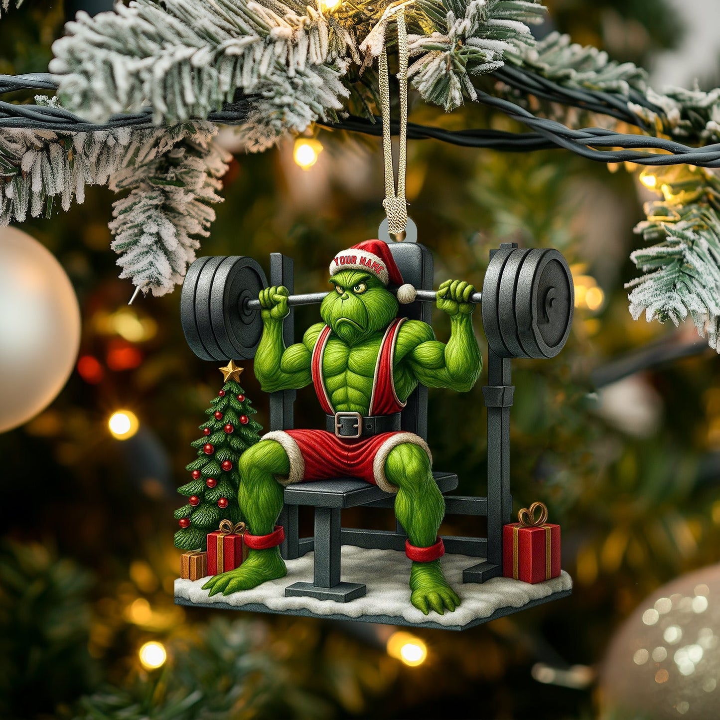 Weightlifting ELF, Home Decor, Christmas Ornament, Personalized Ornament