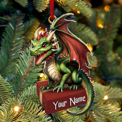 Custom Name Dragon Ornament, Christmas Gift for Dragon Lover
