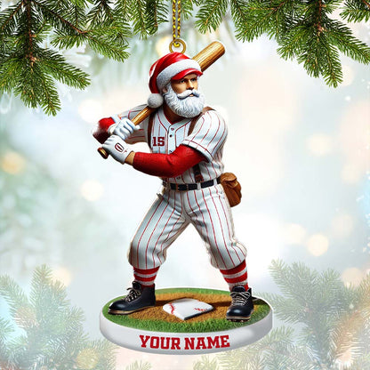 Custom Name and Number Baseball Ornament, Baseball Christmas Gift