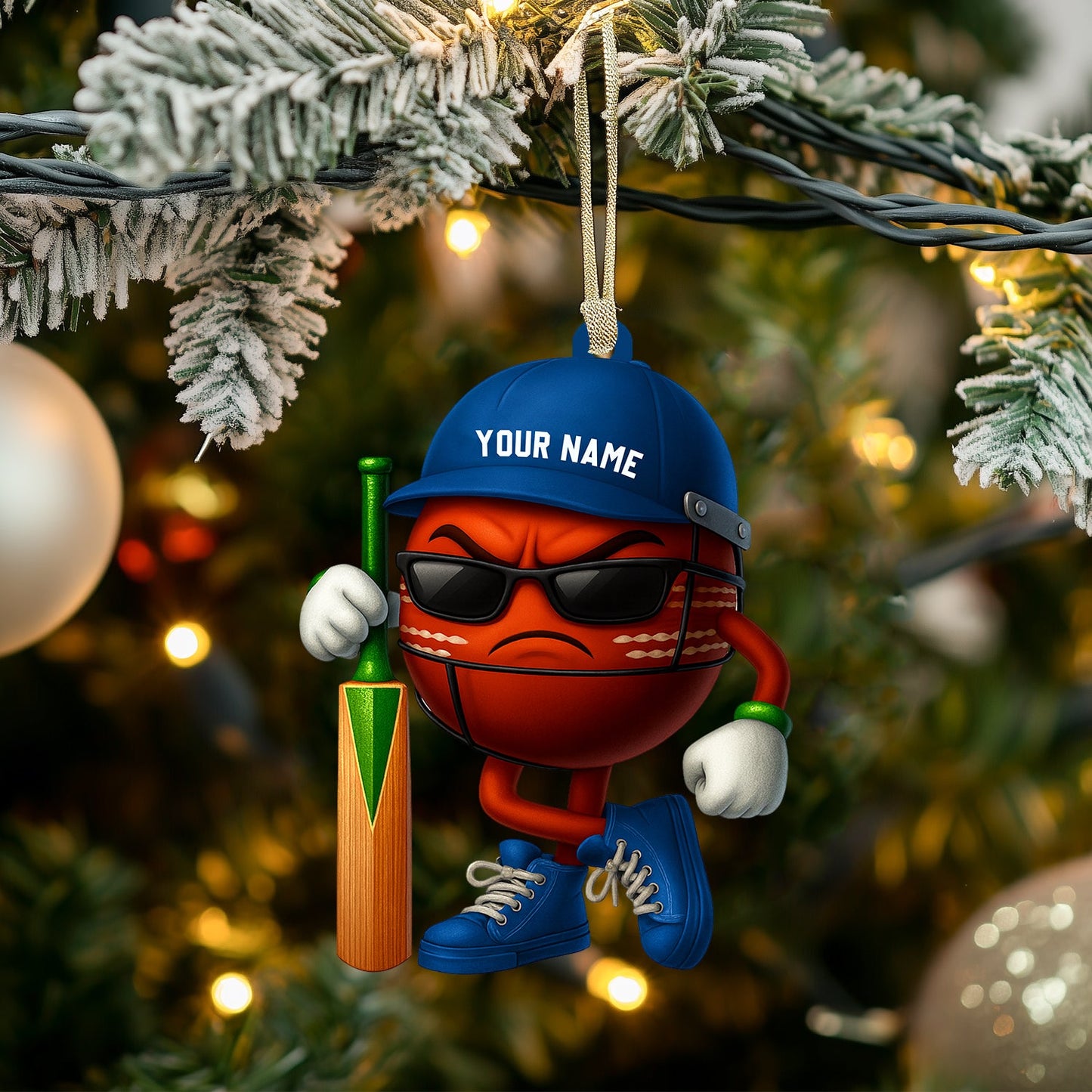 Christmas Cricket Ball, Home Decor, Christmas Ornament, Personalized Ornament