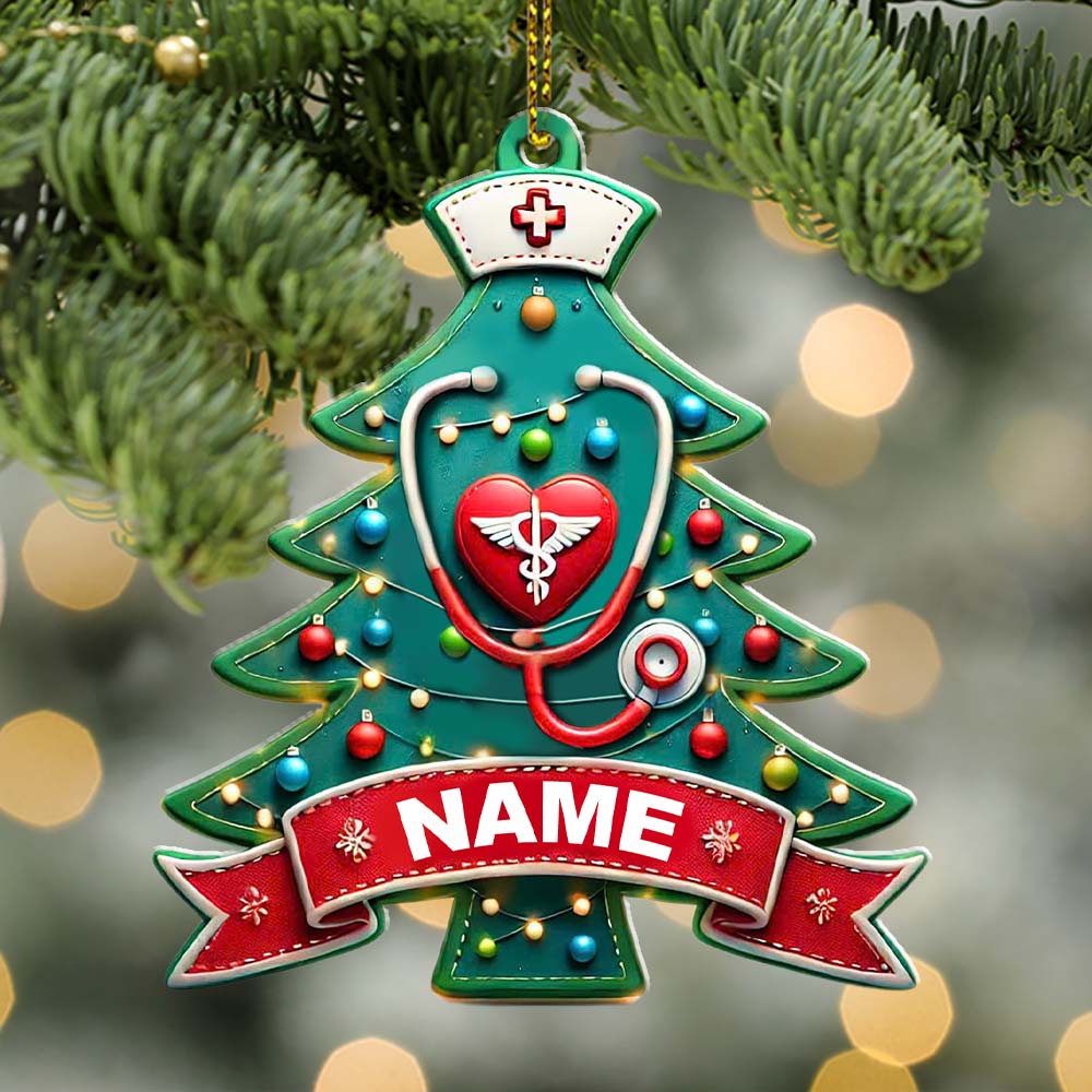 Custom Name Nurse Ornament, Christmas Gift for Nurses