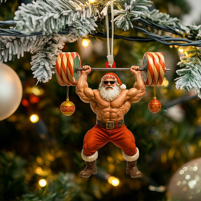 Weightlifting Santa, Home Decor, Christmas Ornament, Personalized Ornament