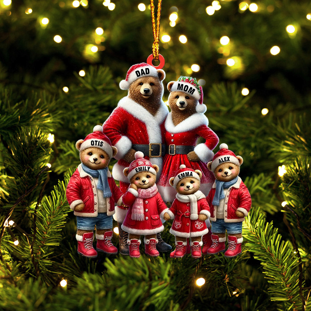 Bear Family Home Decor Christmas Ornament, Personalized Ornament