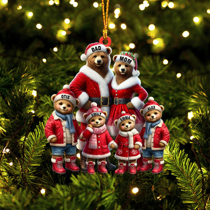 Bear Family Home Decor Christmas Ornament, Personalized Ornament