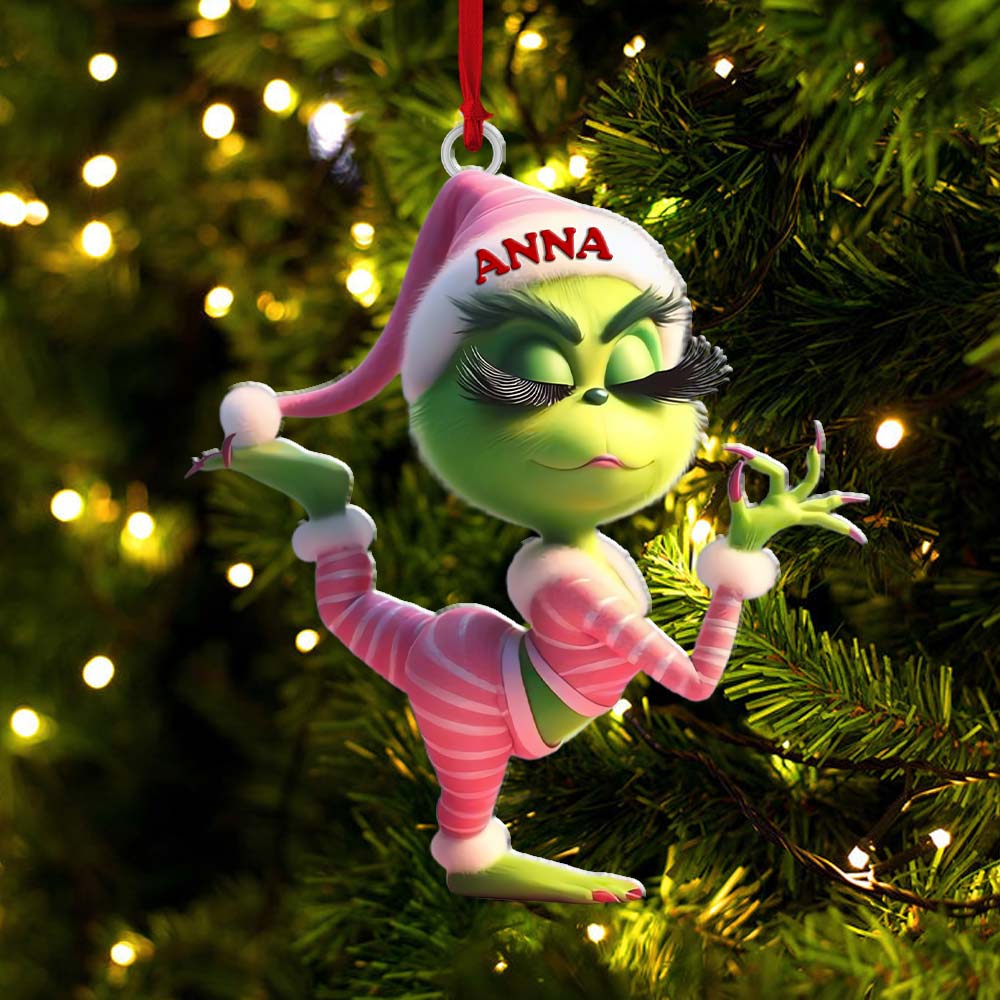 Custom Name Grinch Ornament, Christmas Gift Decoration