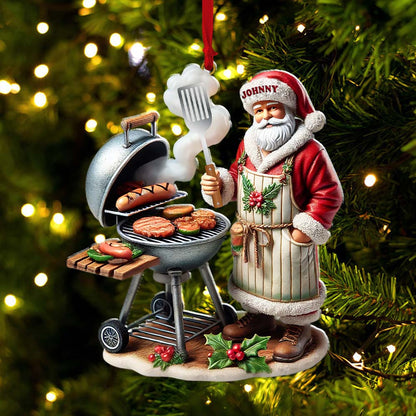 Custom Name Santa Grill Ornament, Christmas Gift