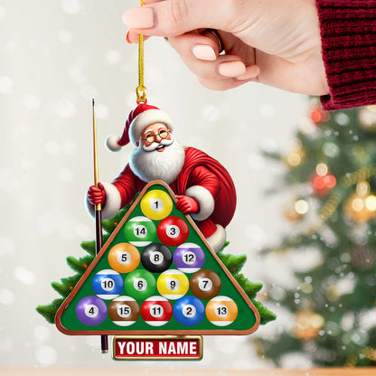 Billiard Santa Christmas Ornament, Personalized Ornament