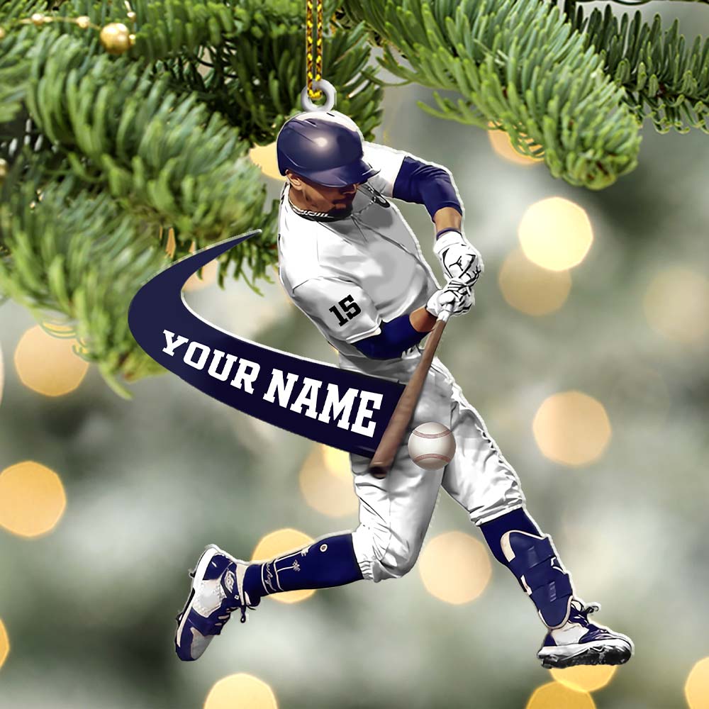 Custom Name Baseball Ornament, Christmas Gift for Baseball Lover