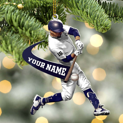Custom Name Baseball Ornament, Christmas Gift for Baseball Lover
